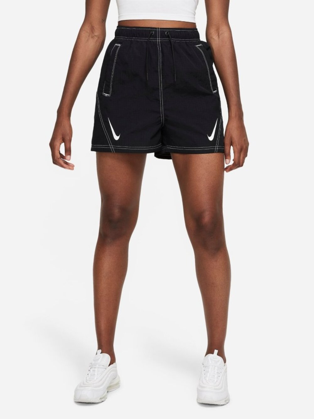 Nike Sportswear Swoosh Repel Shorts Women's 3X Black Ripstop Mesh-Lined Nylon